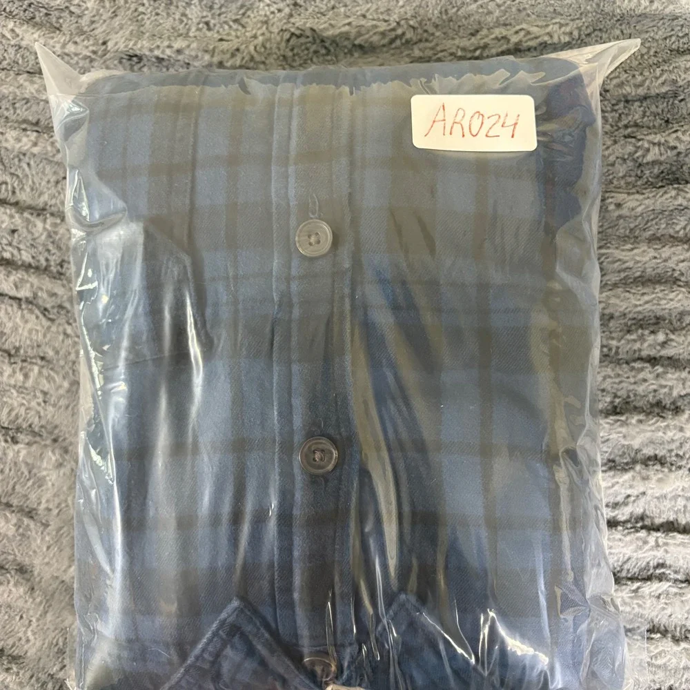 The North Face Mens Small Blue Plaid Sherpa Lined Flannel Shirt Jacket AR024